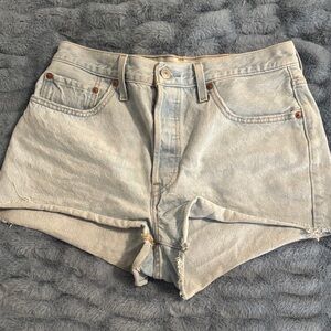 Levi's Faded Blue High-Rise Cutoff Denim Shorts